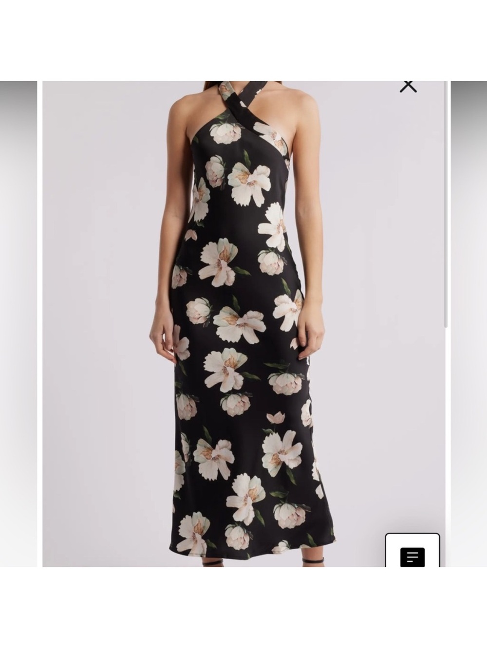 Petal & Pup Black Floral Cross-Halter Maxi Dress
